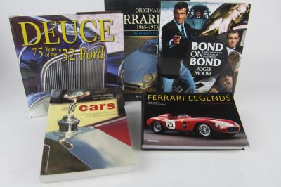 MOTORING: Five books covering general motoring. James Bond hardcover book