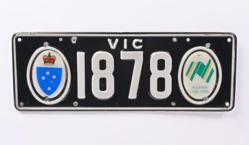 Victorian Bicentennial number plates '1878' sold with rights to display