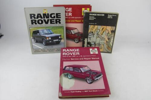 RANGE ROVER: A group of Range Rover service manuals and a guide