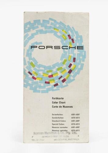 356 B: A excellent original Porsche 356 'Coupe' Typ 356B and Hardtop Typ 356 B' Color chart from Norman Hamilton & Co Pty. Ltd. St. Kilda Melbourne Australia, 'Printed in Germany 25 M. 10.61'