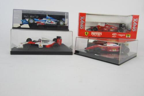 BERGER: Four boxed 1:43 scale models of Gerhard Berger Formula 1 cars. Models by Minichamps, ONYX