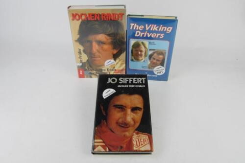 GRAND PRIX DRIVERS: Three hardcover books detailing the racing careers of various F1 drivers. Gunnar Nilsson, Jochen Rindt, Jo Siffert signatures