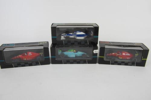 ONYX: Four 1:43 scale Formula 1 models. Includes Ferrari, Leyton House, Tyrell