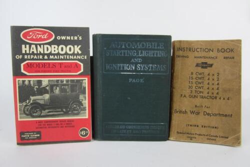 INSTRUCTION BOOKS: Three instruction handbooks. Instruction book for Chevrolet WW2 war assets