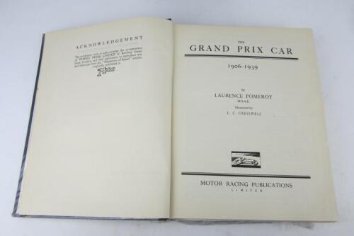 POMEROY: 'The Grand Prix Car 1906 - 1939' hardcover book by Laurence Pomeroy, first edition published 1949