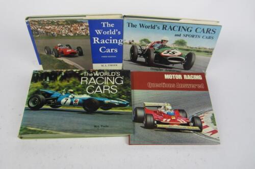 RACING CARS: A group of four small hardcover racing car and racing books