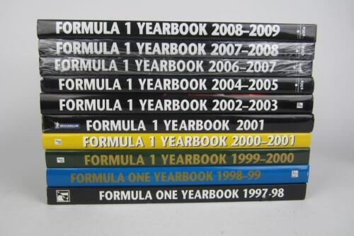 FORMULA 1 YEARBOOK: Ten editions of Formula 1 Yearbook. Years 1997-98 to 2008-2009