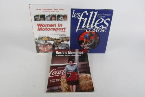 WOMEN IN MOTORSPORT: Three hardcover books detailing women in motor sport. Susan TP-Jamieson signature
