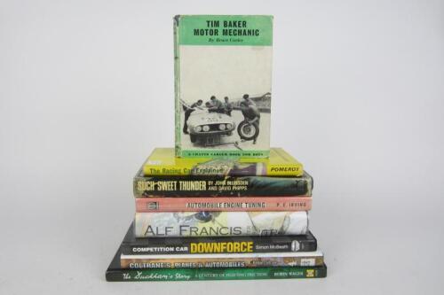 ENGINE MECHANICS/TUNING: A collection of hardcover books covering topics of motor mechanics, engine tuning, downforce, etc