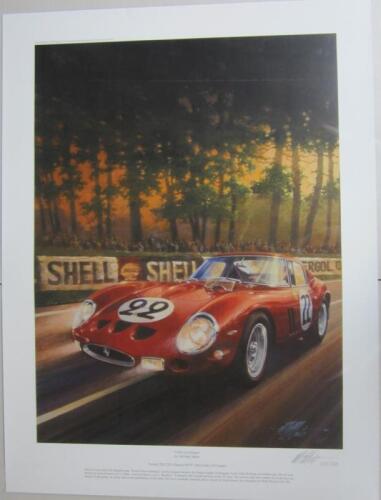 FERRARI: A print by Michael Mate of the 1962 Ferrari 250 GTO Chassis #3757. Print signed by Michael Mate