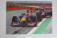 WEBBER: Two images of Mark Webber driving Red Bull F1 car - one with CoA. Both images signed by Mark Webber - 3