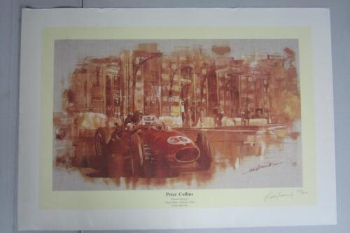 COLLINS: A print by Craig Warwick - "Station Hairpin"&nbsp;- of Peter Collins driving a Ferrari Dino at Monaco 1958. Signed by artist, numbered 257/499