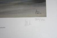 SENNA: A Robert Tomlin print depicting Ayrton Senna at the 1993 European Grand Prix, Donington U.K. Numbered 554/750. Tomlin, Wheatcroft, Watkins signatures - 5
