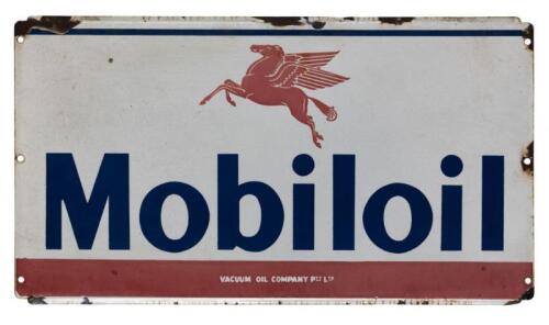 MOBILOIL: A 'Mobiloil' Australian enameled tin sign, (28cm high x 51 cm wide)