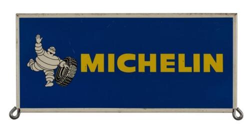 MICHELIN: A tin sign from a 'Michelin' tyre display stand, circa 1970's, 18cm high x 40 cm wide