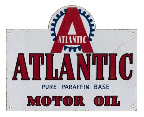 ATLANTIC: An 'Atlantic Motor Oil' enameled sign, (35cm high x 44cm wide)