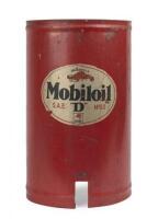 MOBILOIL "D": A Mobiloil "D"&nbsp;60 litre oil drum branded cover, (55cm high x 35cm wide)