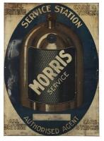 MORRIS: An early and rare Australian 'Morris Service Authorised Agent' tin sign, with makers stamp 'J.T.PICKEN&nbsp;& SONS Pty LTD', 67cm high x 48 cm wide
