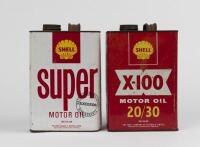 SHELL: Two Shell Australia one gallon oil tins, 'X-100 20/30' and 'Super'.&nbsp; - 2