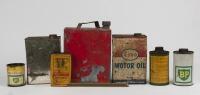 TINS: Seven miscellaneous oil tins including Firezone Oil, Energol, BP, Esso and Southern Corss Lubricating Oil - 2
