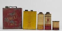 SHELL: Five Shell oils and grease tins including 'X-100 40', 'Shell Retimax Go' and 'Shell Donax A.1' - 2