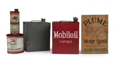 MOBILOIL: Five Australian Mobiloil / Plume motor oil items