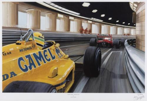 F1: A James Dugdale print - 'Tunnel Vision - Monaco 87'.Signed by artist, L.E 13/500