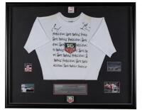 SENNA/BERGER: Framed collection of Ayrton Senna and Gerhard Berger memorabilia. Gerhard Berger signature