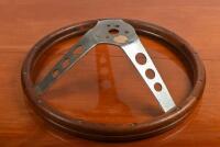 STEERING WHEEL: A timber rimmed deep dished steering wheel, 34cm diameter - 3