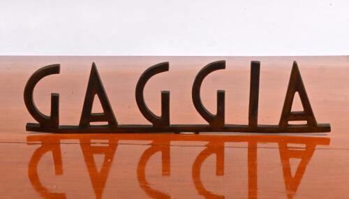 GAGGIA: A circa 1950's/1960's bronze GAGGIA coffee machine logo branding sign
