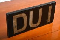 DUI: A wooden English 'DUI' number plate - 2