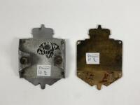 A.C.K.N: Two Automobile Club Konneder-landsche, Netherlands car badges, one chrome other brass - 2