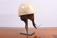 HELMET: A white Cromwell vintage motor cycle helmet - 4