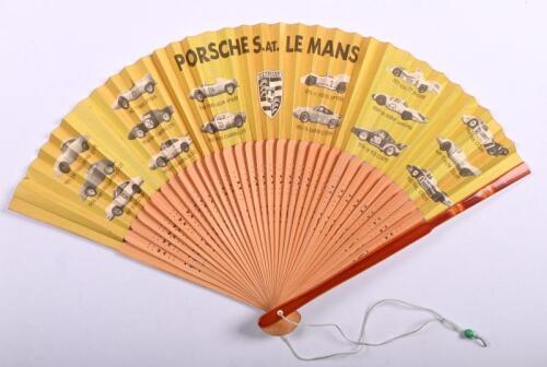 LE MANS: A rare 'PORSCHE AT LE MANS' bamboo hand fan