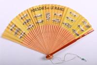 LE MANS: A rare 'PORSCHE AT LE MANS' bamboo hand fan