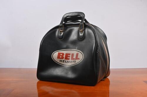 HELMET BAG: An original circa 1960's black BELL HELMETS bag