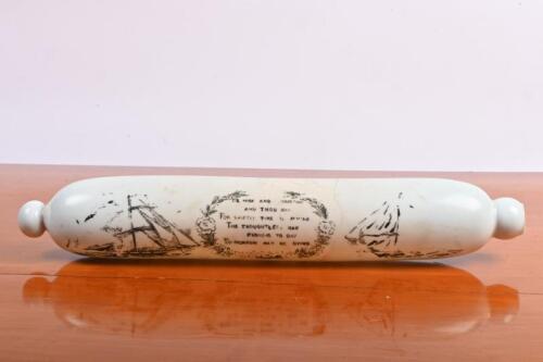 ROLLING PIN: A 1920's/1930's milk glass salt rolling pin