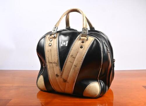 JAPAN SPORTS: A circa 1960's JAPAN SPORTS black and white bowling ball bag