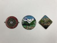 SWITZERLAND: Three Suisse country badges including Davos, Interlaken, Pilatus