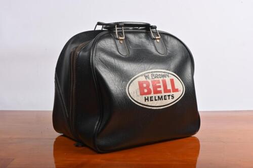 HELMET BAG: A circa 1970's black BELL HELMETS helmet bag