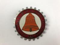 A.C.S.C: An Automobile Club of Southern California car club badge, with orange 'Good Roads' bell. Made in Spain