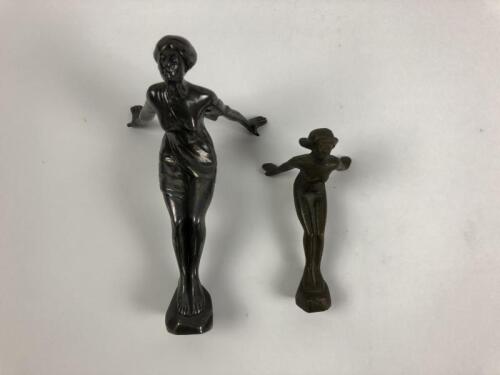 LADY NYMPH: Two lady nymph diving mascots. Chrome and brass