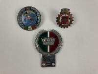 ITALY: Three superb Italian Country and Car Club badges including brass Automobile Club Torino, Italy car club badge
