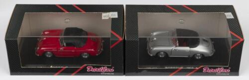 PORSCHE 356: Two&nbsp;1:43 scale Detail Cars (TITANIUM) Porsche 356 Speedster&nbsp;models. Detail Cars ART. 222&nbsp;'PORSCHE 356 SPEEDSTER HARD TOP' in red & Detail Cars ART. 223&nbsp;'PORSCHE 356 SPEEDSTER' in silver