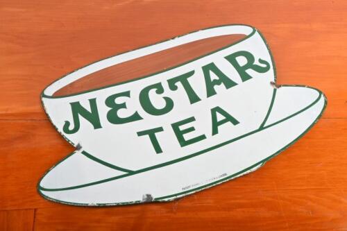 NECTAR TEA: An original, circa 1920's/1930's, metal 'NECTAR TEA' single-sided enamel sign. Sign measures 53cm wide, 32cm high overall