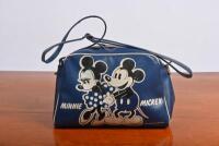 MINNIE/MICKEY: An original Walt Disney Productions 'MINNIE/MICKEY' blue vinyl bag with strap