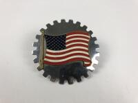 U.S.A: A chrome U.S.A country badge with American flag and post