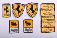 FERRARI: A collection of Ferrari related cloth badges. Ferrari emblem, rally & Agip badges