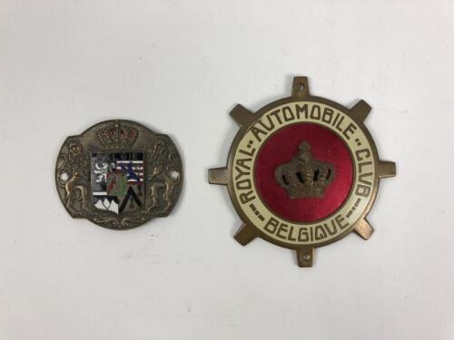 BELGIUM: Two Belgian car badges including a 'Belgique' car badge with coat of arms