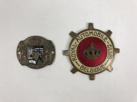 BELGIUM: Two Belgian car badges including a 'Belgique' car badge with coat of arms